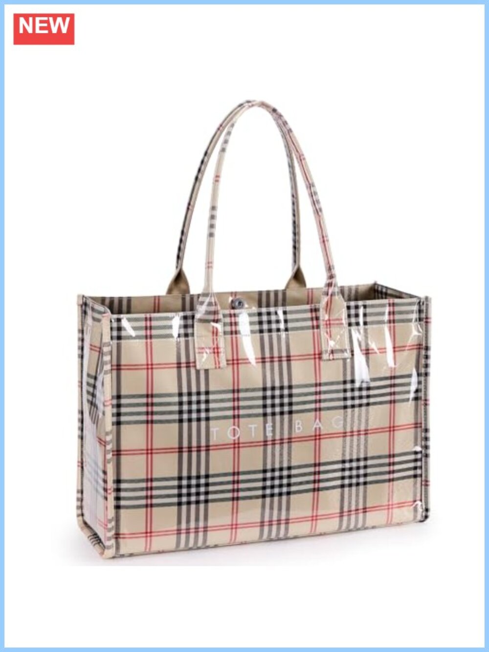 PVC Tote Bag Women's Kraft Paper Work Handbags Large Capacity with Top Handle